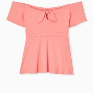 Torrid Orange pin up peek bow shoulder top